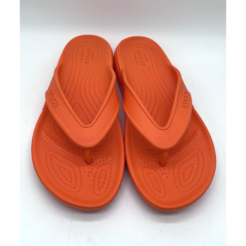 Crocs Iconic Comfort Orange Rubber Thong Sandals Size M 5 W 7